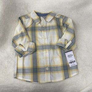 OshKosh B'gosh Yellow and Blue Plaid Button Down Shirt